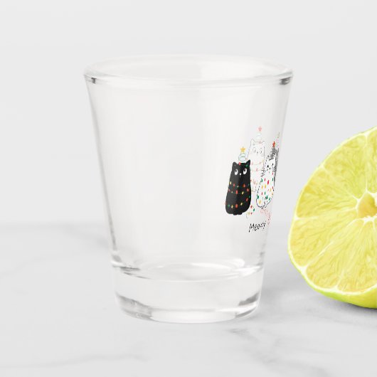 kerstkatten met blaasglas shot glas (Links)