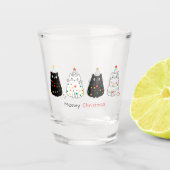 kerstkatten met blaasglas shot glas (Voorkant)