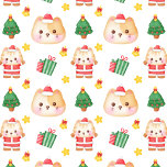 kerstkatten met bomen op wit omslagpapier cadeaupapier<br><div class="desc">Deze kerstkatten hebben plezier,  ze komen in alles in en bij de kerstboom terecht!</div>
