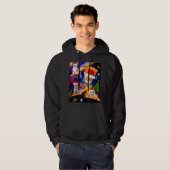 Kerstkatten met buitenste ruimte die op Pizza rust Hoodie (Voorkant volledig)