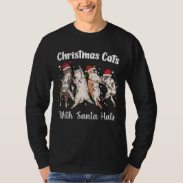 Kerstkatten met kerstmannenhoeden Mooie Grappige V T-shirt