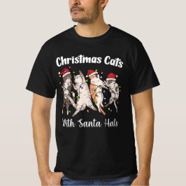 Kerstkatten met kerstmannenhoeden Mooie Grappige V T-shirt