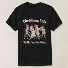 Kerstkatten met kerstmannenmutsen Mooie Grappige V T-shirt