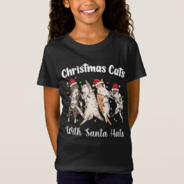 Kerstkatten met kerstmannenmutsen Schattig Grappig T-shirt
