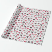 Kerstkatten met kerstmutsen cadeaupapier (Uitgerold)