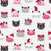 Kerstkatten met kerstmutsen cadeaupapier