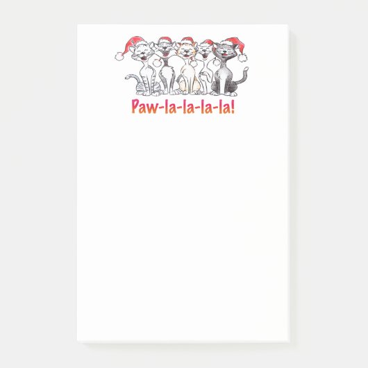 Kerstkatten met kerstmutsen die zingen post-it® notes (Voorkant)