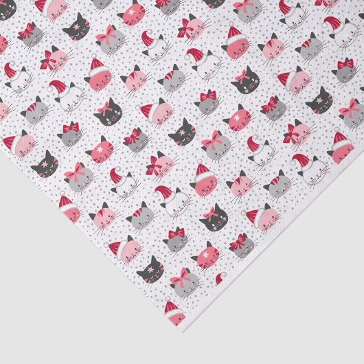 Kerstkatten met kerstmutsen tissuepapier (Detail)