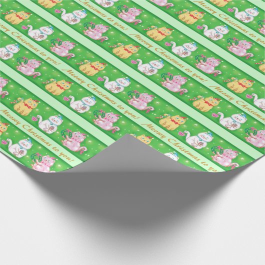 Kerstkatten met rolkoffers cadeaupapier (Hoek)