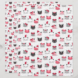 Kerstkatten met Santa Hats Scrapbook Papier