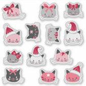 Kerstkatten met Santa Hats Sticker Sheet (Voorkant)