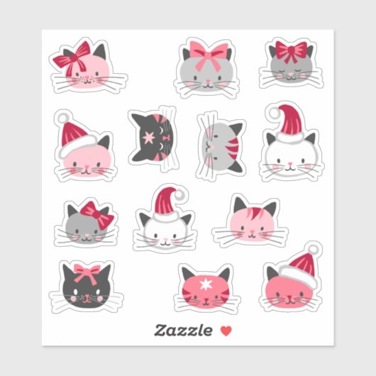 Kerstkatten met Santa Hats Sticker Sheet (Vel)