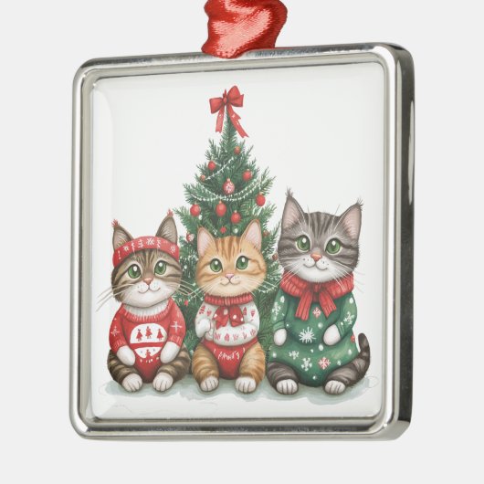 kerstkatten metalen ornament (Links)