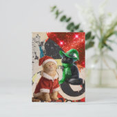 Kerstkatten Mixed Media Collage Briefkaart (Staand voorkant)