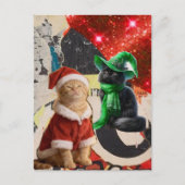 Kerstkatten Mixed Media Collage Briefkaart (Voorkant)