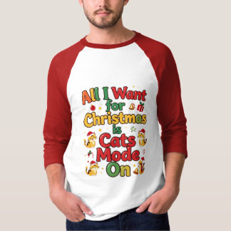 Kerstkatten Modus Aan Mooie Kerstkat Ontwerp T-shirt