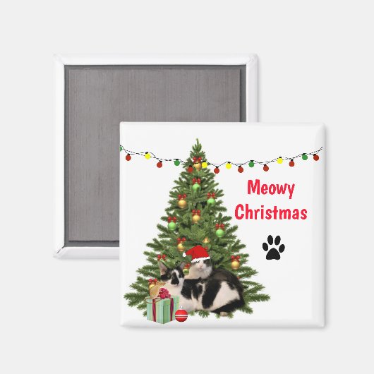 kerstkatten onder vakantieboom / kattenloop magneet (Voorkant / Achterkant)