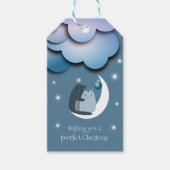 Kerstkatten op de maan cadeaulabel (Voorkant)