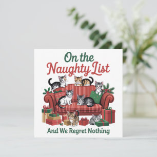 Kerstkatten op de stoute lijst 90s retro kat feestdagenkaart