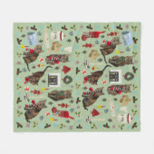 Kerstkatten & ornamenten fleece deken (Voorkant (Horizontaal))