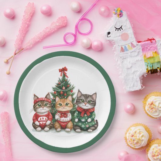 kerstkatten papieren bordje (Feest)