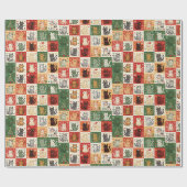 Kerstkatten Patchwork Cadeaupapier (Vlak)