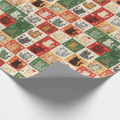 Kerstkatten Patchwork Cadeaupapier (Hoek)