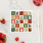 Kerstkatten Patchwork Doek Servet (Insitu)