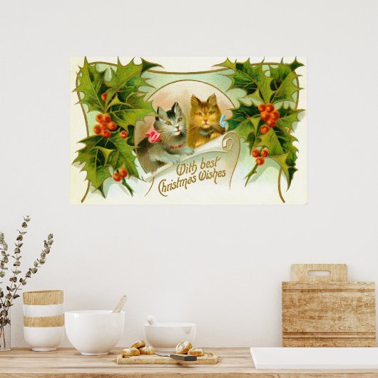 kerstkatten poster (Keuken)