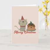 Kerstkatten Puns: Meowy Kerstmis Kaart (Gele Bloem)