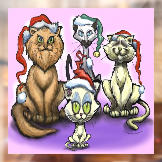 Kerstkatten Raamsticker (Vel 2)