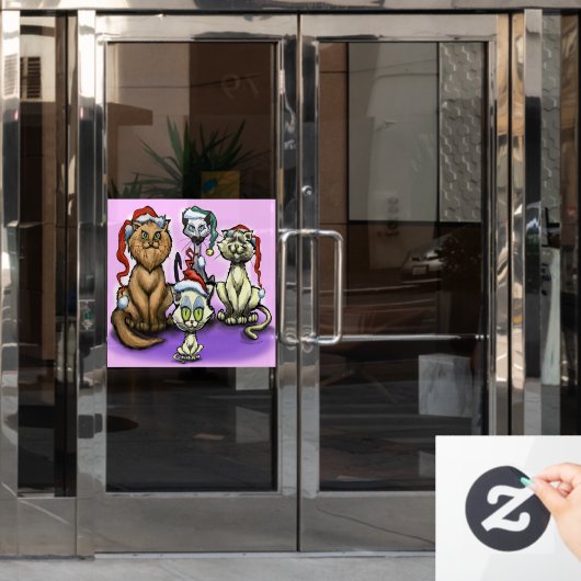 Kerstkatten Raamsticker (Kantoordeur)