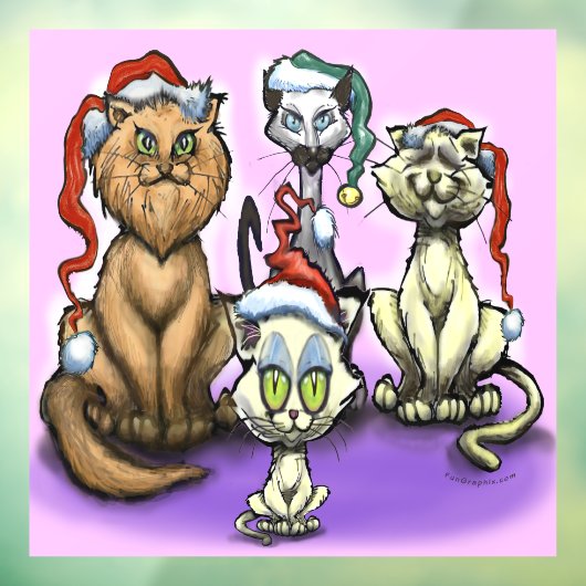 Kerstkatten Raamsticker (Vel 3)