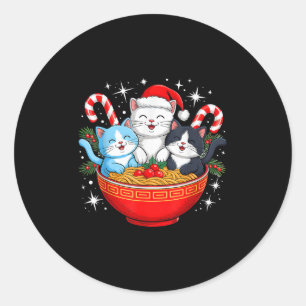 Kerstkatten Ramen Kitten Anime Mannen Vrouwen Kind Ronde Sticker