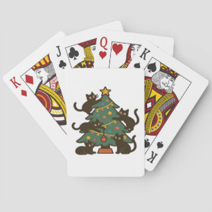 Kerstkatten Rond De Boom Vakantiekeuze Pokerkaarten