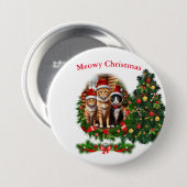 Kerstkatten Ronde Button 7,6 Cm (Voorkant /achterkant)