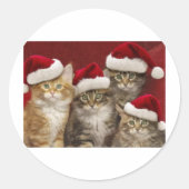 kerstkatten ronde sticker (Voorkant)