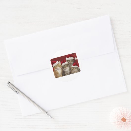 kerstkatten ronde sticker (Envelop)