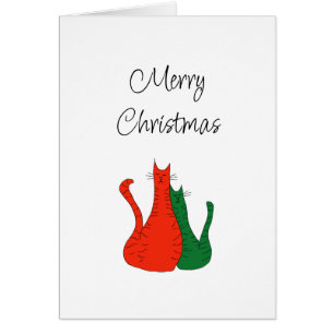 Kerstkatten Rood-groen kerstkaartje