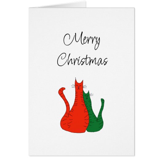 Kerstkatten Rood-groen kerstkaartje (Voorkant)