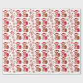 Kerstkatten rood inpakpapier (Vlak)