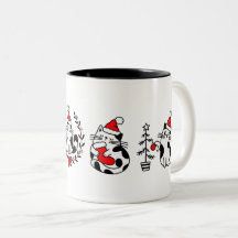 Kerstkatten Rood Zwart Wit Mok