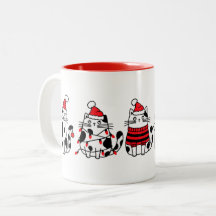 Kerstkatten Rood Zwart Wit Mok