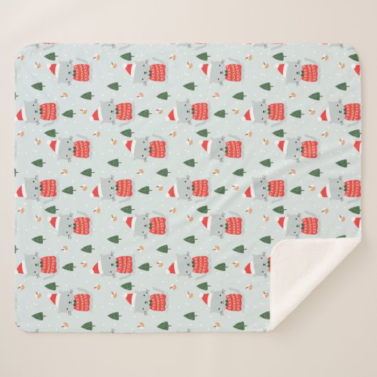 kerstkatten sherpa deken (Voorkant (horizontaal))