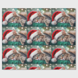 Kerstkatten slaap cadeaupapier