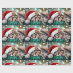 Kerstkatten slaap cadeaupapier