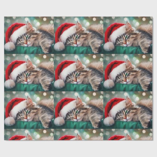 Kerstkatten slaap cadeaupapier (Vlak)