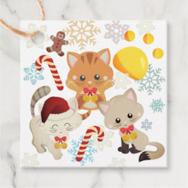 Kerstkatten Sneeuwvlokpatroon Kerstcadeaublaadjes Bedankjes Labels