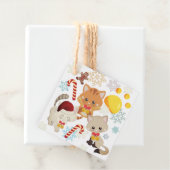 Kerstkatten Sneeuwvlokpatroon Vakantie Gift Labels (In situ)