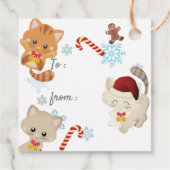Kerstkatten Sneeuwvlokpatroon Vakantie Gift Labels (Achterkant)